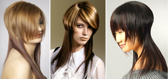 Cortes de cabelo para cabelos longos com franja. Lindos penteados femininos para um rosto oval e redondo, maiores de 30 anos.