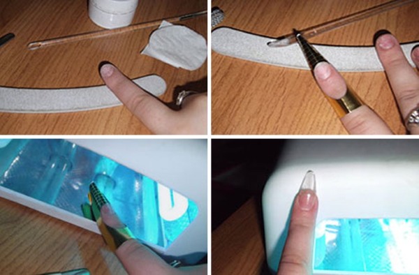 Extension des ongles à la maison avec du gel, de l'acrylique, sur des formes, en utilisant des pointes, des serviettes pour vous-même