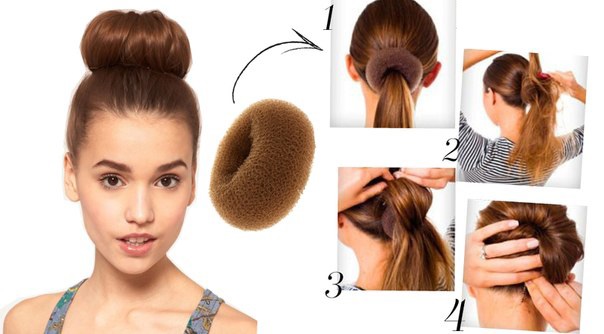 Bun donat untuk rambut panjang, sederhana dan pendek. Cara membuat bundle yang cantik. Foto, video