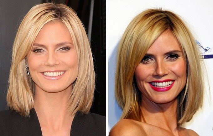 Kvinnors frisyr för medelhår 2020. Foto, fram- och baksida, frisyrer med lugg och utan, för ett oval, runt, fyrkantigt ansikte