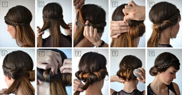 Piękne fryzury dla średnich włosów szybko i łatwo etapami własnymi rękami. Zdjęcie