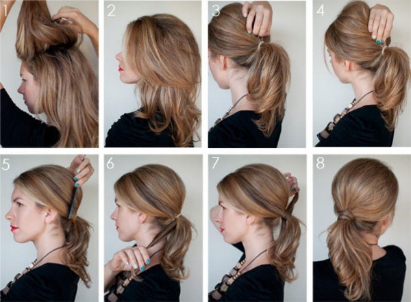 Hermosos peinados para cabello medio de forma rápida y fácil en etapas con tus propias manos. Una fotografía