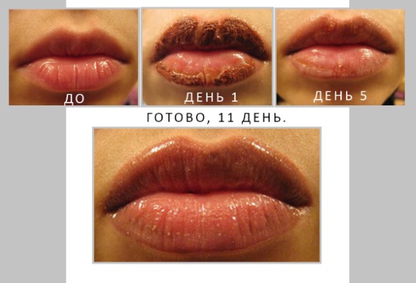 Lippentattoo mit Schattierung: natürliche Farbe, 3D, Miass, Karamell, Foto
