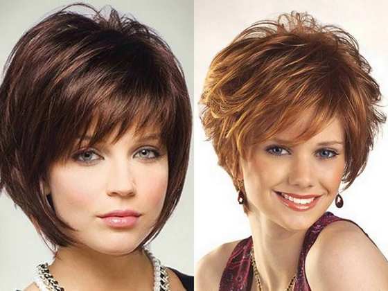 Coupes de cheveux asymétriques pour femmes pour cheveux courts pour un visage rond, ovale, triangulaire. Photo, vues avant et arrière