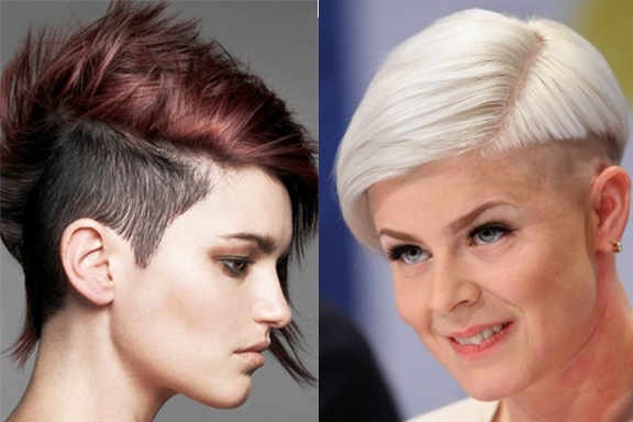 Potongan rambut tidak simetri untuk wanita untuk rambut pendek untuk wajah bulat, bujur, segitiga. Foto, pandangan depan dan belakang
