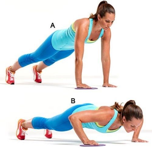 Esercizi base per donne per muscoli pettorali con manubri, bilanciere, kettlebell, expander, peso corporeo