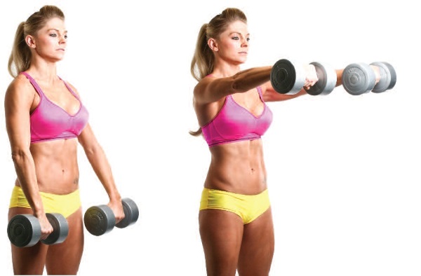 Basic exercises for girls on the shoulders with their own weight, dumbbells, barbell, kettlebell, expander, at home and in the gym
