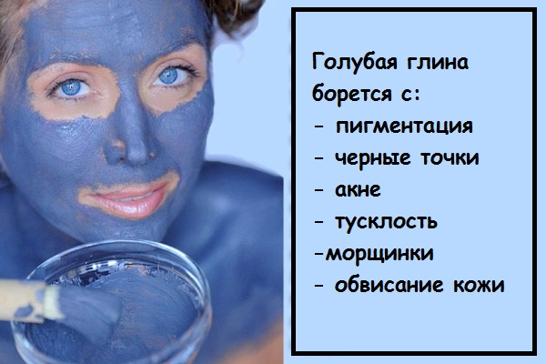 Blå lera ansiktsmask för rynkor, akne, inflammation. Matlagningsrecept och hur man använder hemma