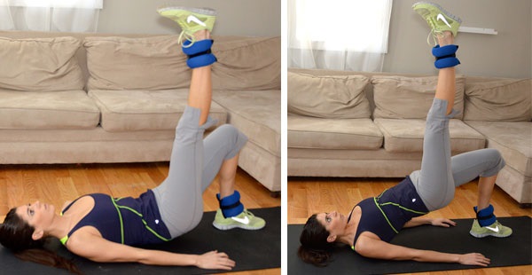 Exercicis per aprimar cames i malucs en una setmana per a dones amb peses, peses, amb goma, fitball
