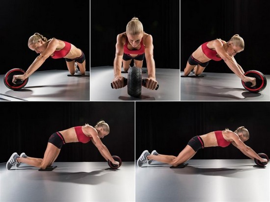 Cvičenie s gymnastickým kolieskom pre ženy. Výhoda po pôrode, s kýlou chrbtice, osteochondrózou, kontraindikáciami. Komplex pre začiatočníkov