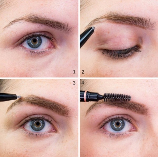 Eyebrow makeup step by step with a photo at home: with a pencil, shadows, wax, ink. Lessons for beginners