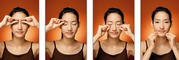 Anti-rynke ansiktsmassasje: Japansk Bli 10 år yngre, tibetansk, kinesisk, Zogan, akupressur for å stramme det ovale