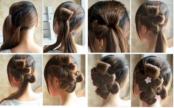 Gaya rambut dengan poni untuk rambut sederhana: perkahwinan, khusyuk, malam, cantik, untuk setiap hari. Gambar