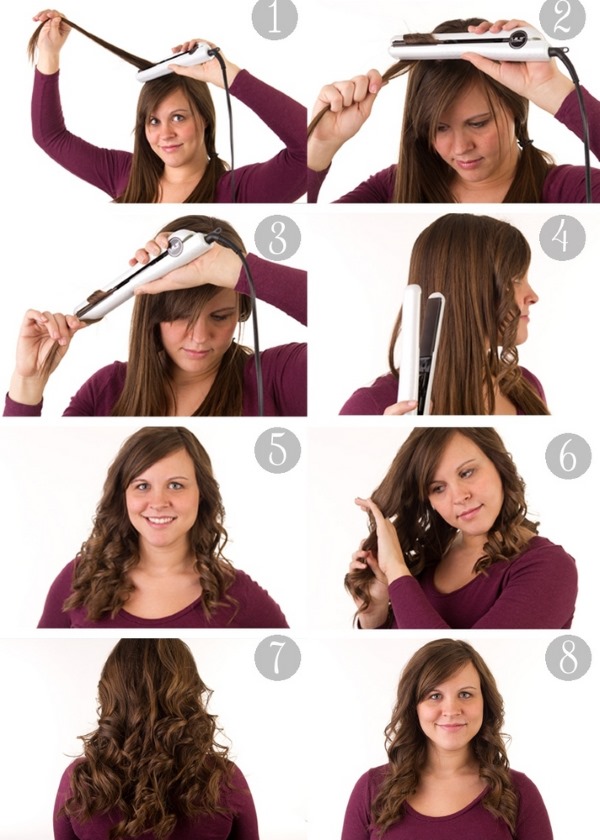 Como enrolar o cabelo com uma chapinha de pontas retas, papel alumínio, corrugado. Modelagem para cabelos curtos, médios e longos