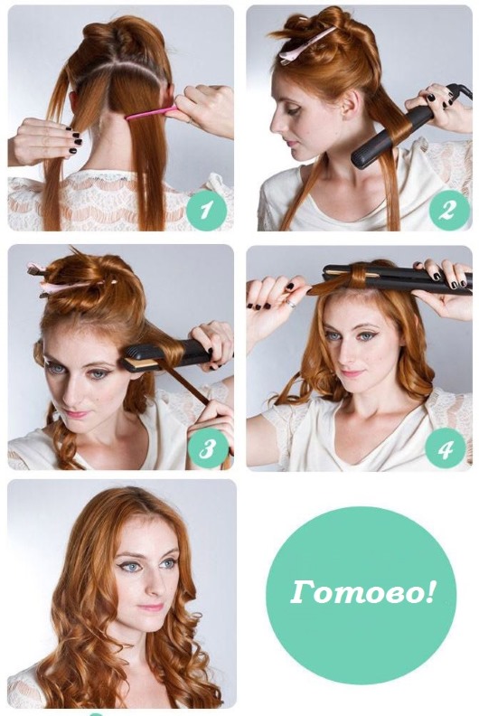 Cara menggulung rambut anda dengan besi pelurus dengan hujung lurus, kerajang, bergelombang. Menggayakan rambut pendek, sederhana dan panjang