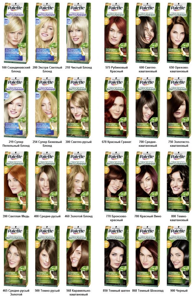 Παλέτα βαφής μαλλιών. Παλέτα χρωμάτων, φωτογραφία στα μαλλιά, κριτικές, τιμή