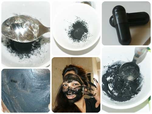 Máscara com gelatina para o rosto contra rugas sob e ao redor dos olhos com mel, glicerina, carvão ativado, espirulina, leite