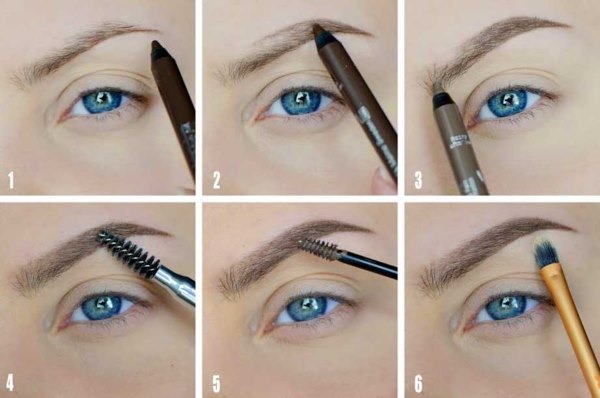 Augenbrauenformung, Video-Tutorials für Anfänger: Henna, Farbe, Bleistift, Schatten, Faden, Wachs. Foto Schritt für Schritt