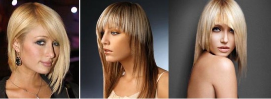 Cascata de corte para cabelos longos com franja para rosto redondo, oval, quadrado, como cortar. Fotos, vistas frontal e traseira
