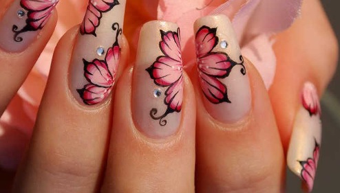 Λουλούδια στα νύχια με βερνίκι τζελ - ιδέες για μανικιούρ και νέα σχέδια: μπουφάν, ογκώδη, ευαίσθητα, διαφανή, όμορφα λουλούδια. Μια φωτογραφία
