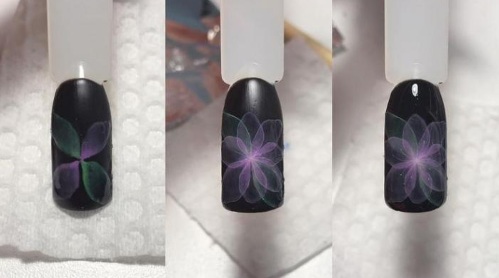 Fleurs sur les ongles avec du vernis gel - idées de manucure et de nouveaux designs: veste de service, volumineuse, délicate, transparente, belles fleurs. Une photo