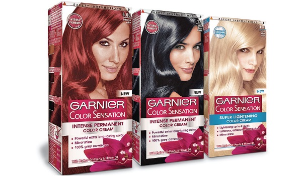 Pewarna rambut Garnier. Palet warna Natural Warna, Sensasi, Oliya (Olia), Kalori dan Bersinar. Ciri pemilihan dan pewarnaan. Gambar