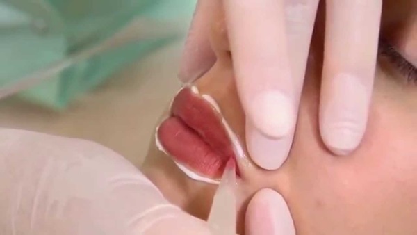 Permanentes Lippen Make-up: mit Schattierung, Vergrößerungseffekt, 3d, Ombre, in Aquarelltechnik, Samtlippen. Vor und nach Fotos