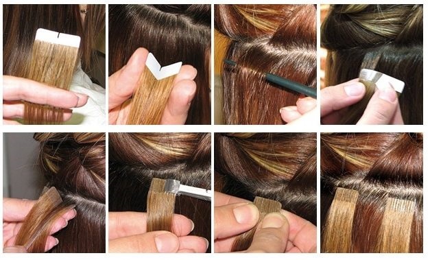 Tape hair extension: kalamangan at kahinaan, pagsusuri, kahihinatnan, presyo. Pagwawasto at pag-aalaga