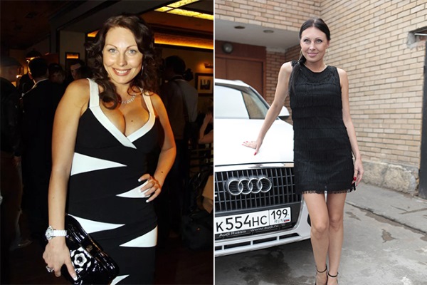 Bilder av kvinnor före och efter att gå ner i vikt: Gagarina, Chekhov, Kartunkov, Kamenskikh, Afrikantova, Belotserkovskaya och andra stjärnor