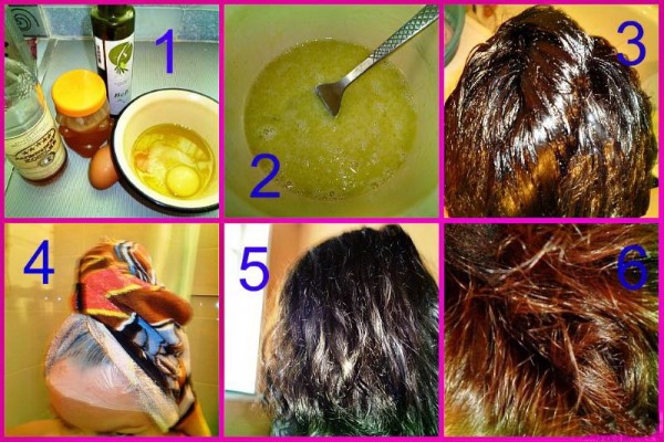 Masques pour la stratification des cheveux, la croissance et la densité à la maison de la gélatine avec œuf, baume, moutarde