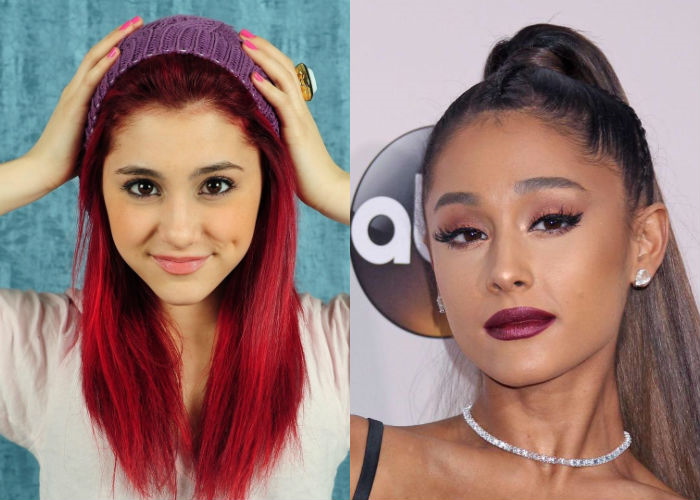Ariana Grande antes e depois da cirurgia plástica. Foto de maiô, sem maquiagem, na infância. A figura e aparência da atriz