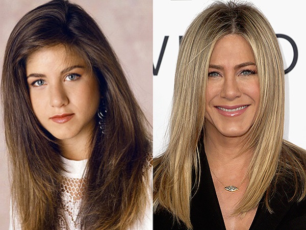 Jennifer Aniston. Foto sebelum dan selepas pembedahan plastik, dalam pakaian renang, parameter angka, penampilan pelakon wanita itu