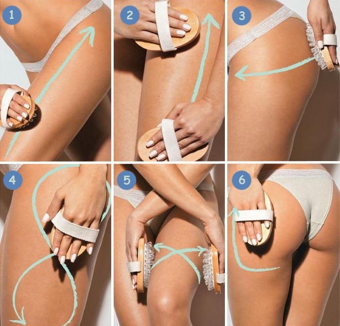Massage with a dry brush for cellulite. How to do, diagram, techniques