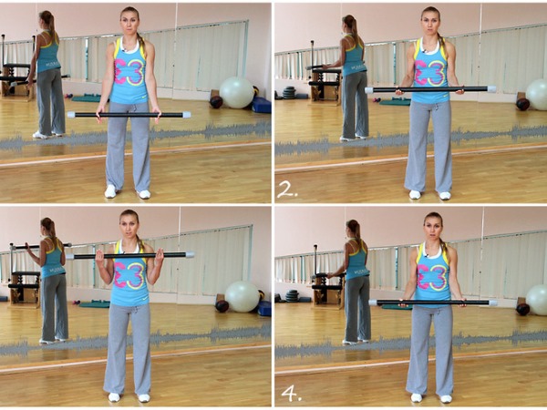 Exercices Bodybar pour femmes pour les fesses et les hanches, la colonne vertébrale, les bras, le dos. Comment faire