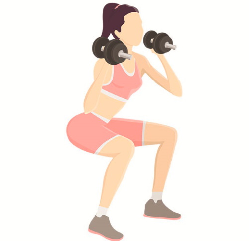 Exercícios básicos com halteres para mulheres nos ombros, costas, pernas, todos os grupos musculares