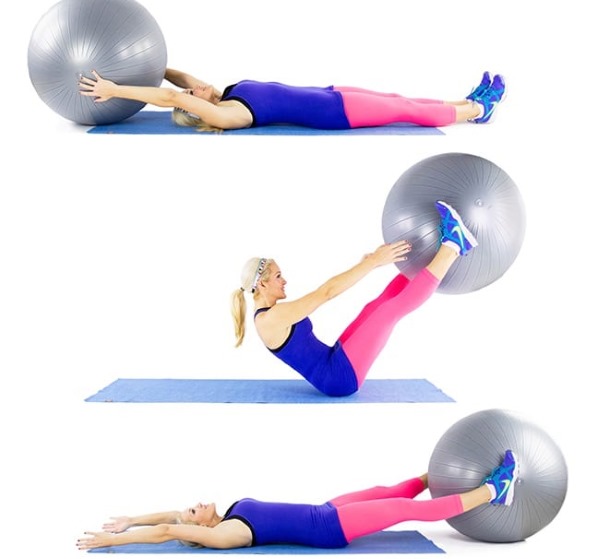 Cvičení s fitness míčem na hubnutí břicha, boků, nohou. Video pro začátečníky
