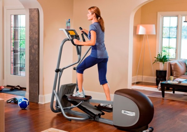 Slimming at home: shaping, fitness, fitball, yoga, bicycle, elliptical trainer, stepper, treadmill