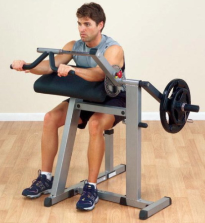 Máquinas de exercício para os braços no ginásio de perda de peso. Nomes